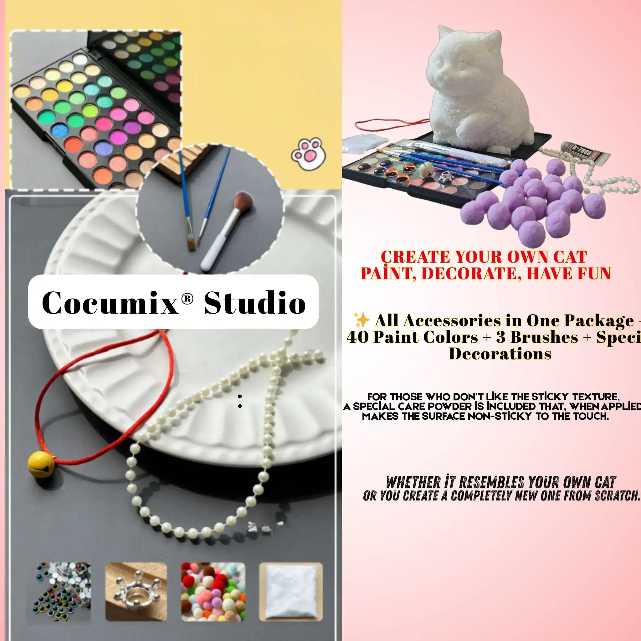 Deluxe Cat Design Kit β Paint, Decorate & Personalize Your Own Cat Figure